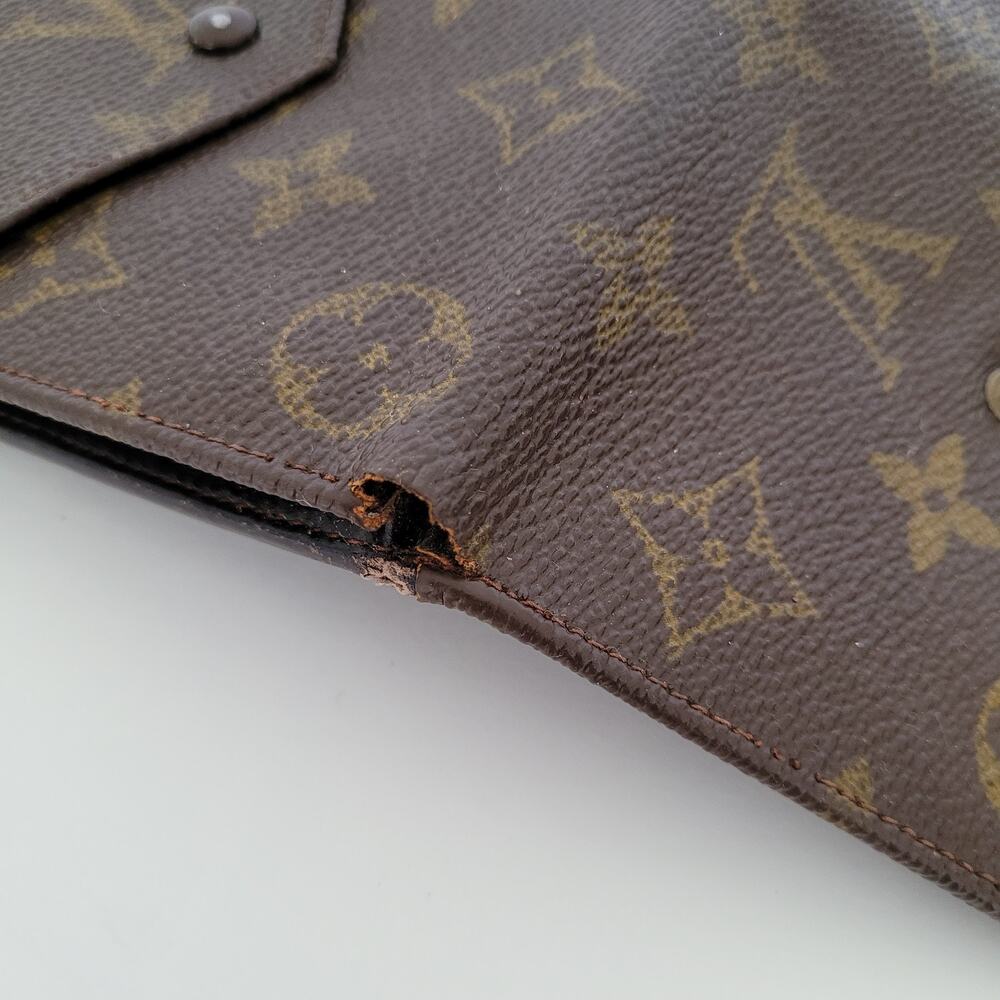 LOUIS VUITTON Vintage 70- 80s Monogram Leather Wallet Brown Medium Trifold Elise - Picture 10 of 13